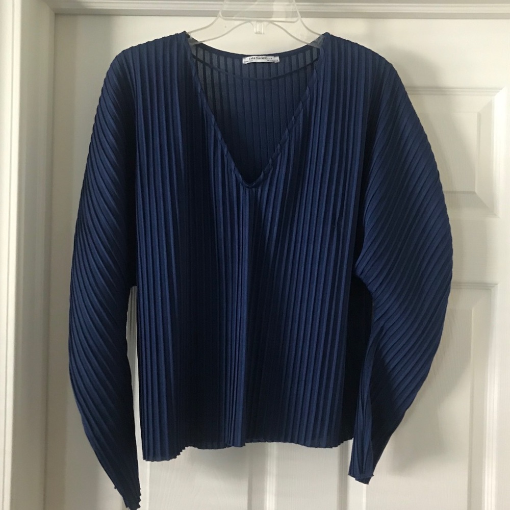 Pleated blue top!!